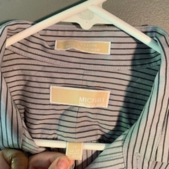 MICHAEL Michael Kors Button Down Gray Blue Stripes - Picture 6 of 7
